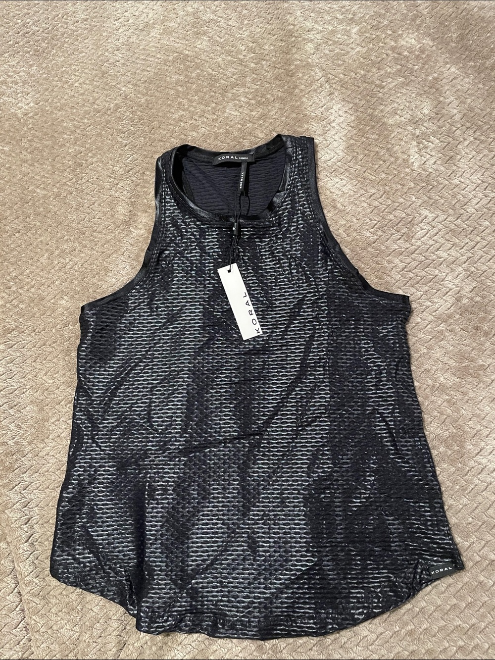 Koral Black Textured Sleeveless Tank